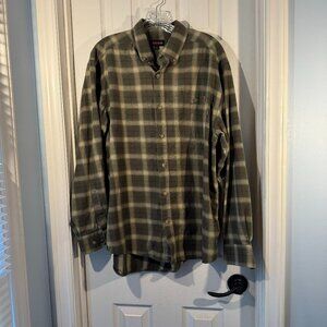Wolverine Men's Plaid Flannel Long Sleeve Shirt - 100% Cotton, Size Large